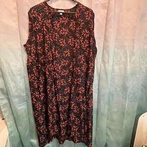 LuLaRoe Joy Duster Sleeveless Long Cardigan Kimono Vest Size XL Black/red/blue